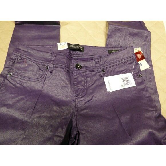 Seven7 Petite Women’s Denim Coated Low -Rise Skinny Jeans,  Purple, Size 8P - Picture 5 of 8